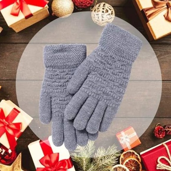 Winter Warm Touch Screen Gloves Womens Thermal Cable Knit Wool Fleece Lined Glo - Picture 6 of 6